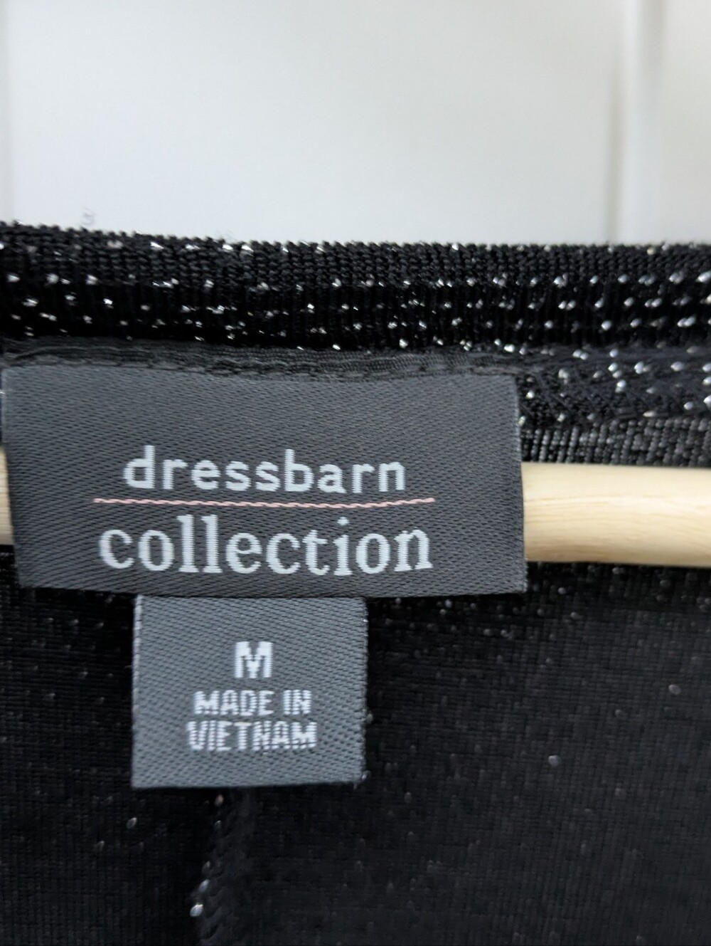 dressbarn Black Glitter Short-Sleeve Top with Rhinestone Buckle - Picture 2 of 6